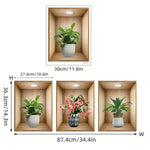 3D Plant Vase Wall Decor Stickers Self Adhesive