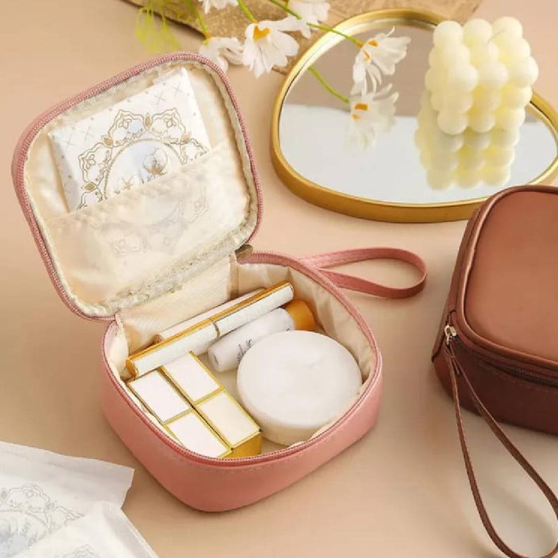 Portable Mini Bags PU Compact Cosmetic Organizer Lightweight Makeup Bag Sanitary Napkin Storage Bag