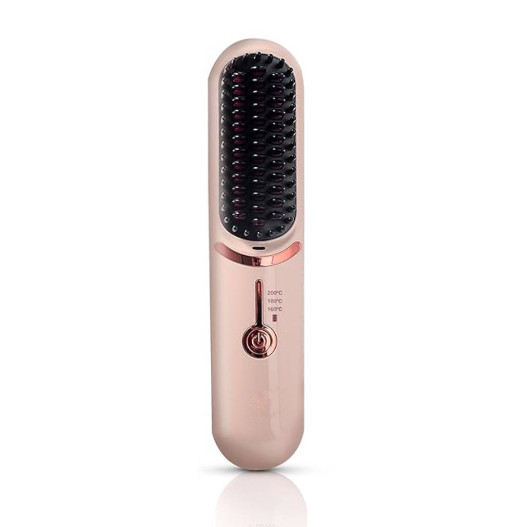 Portable Rechargeable Cordless Hair Straightener Brush