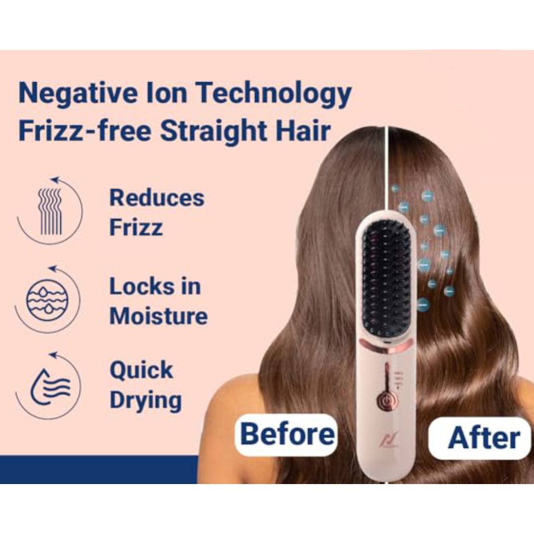 Portable Rechargeable Cordless Hair Straightener Brush