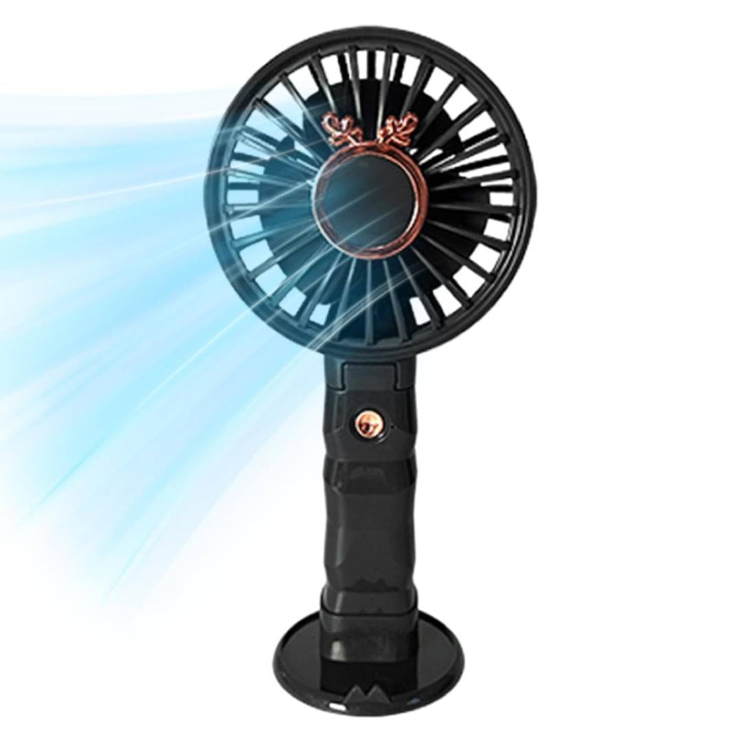 Portable Handheld Fan 3 Adjustable Modes Rechargeable Personal Fan Compact with Phone Holder Desk Fan