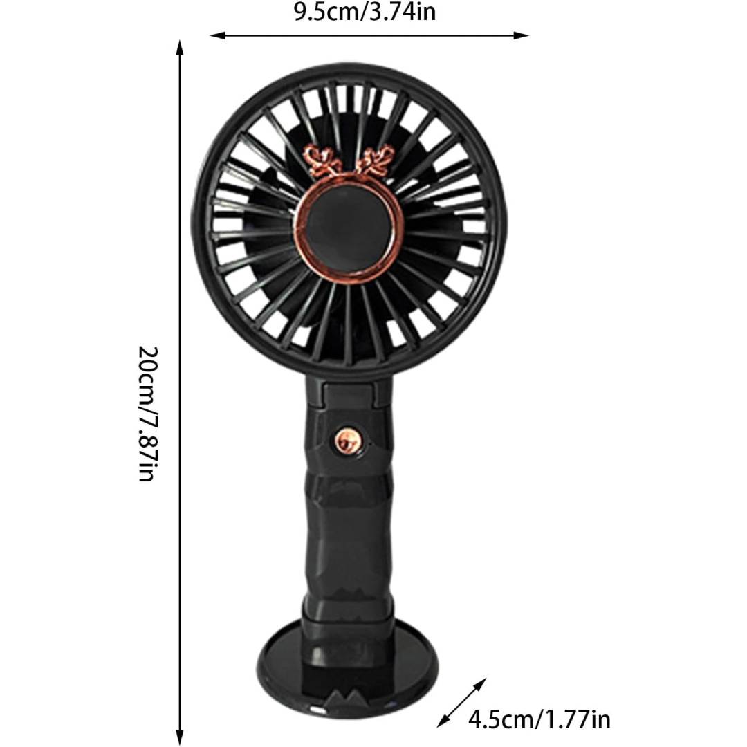 Portable Handheld Fan 3 Adjustable Modes Rechargeable Personal Fan Compact with Phone Holder Desk Fan