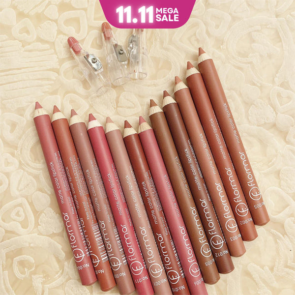 FLORMAR Matte Lipstick Lip Liner Lip Pencils pack of 12pcs