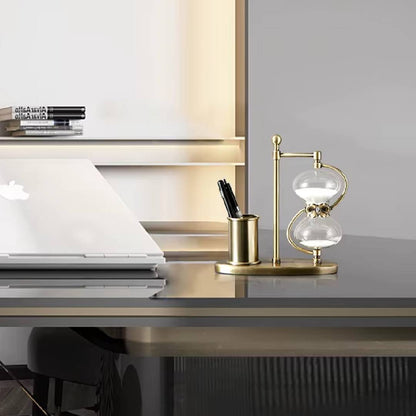Retro Office Sand Clock Hourglass Decor With Pen Holder