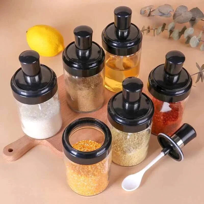 Rotated 6Pcs Glass Masala Jar