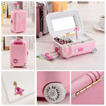 Mini Music Box Suitcase Trolley Luggage Style Jewelry Box Large Capacity Storage Case