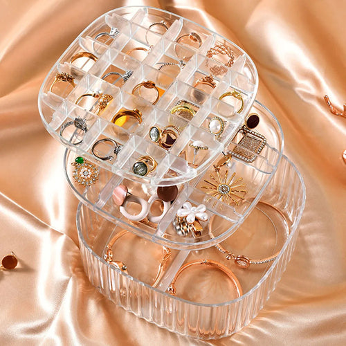Multilayer Transparent Crystal Clear Acrylic Jewelry Storage Box