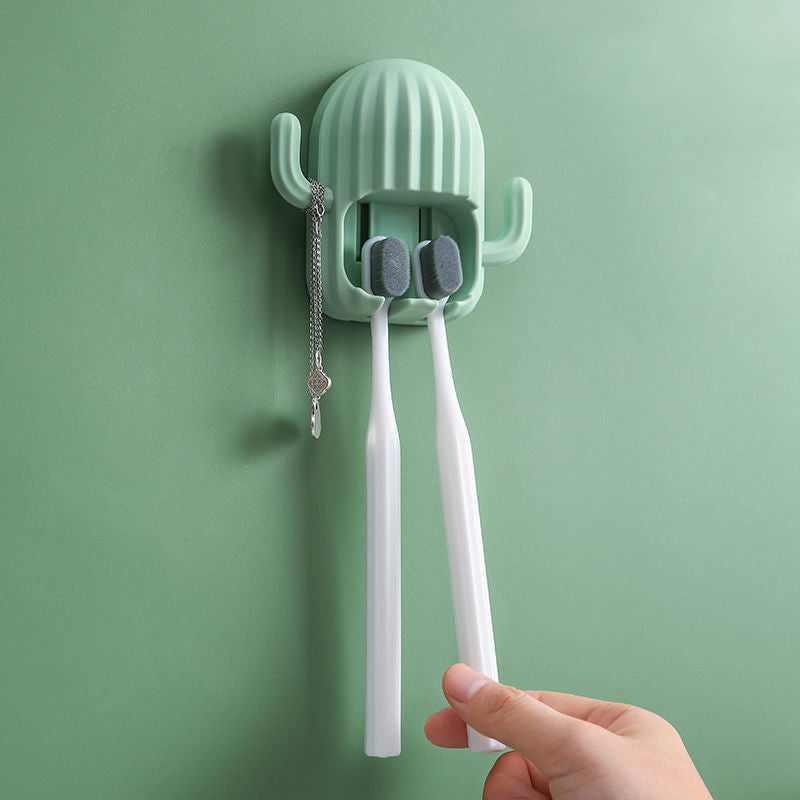 Cute Cactus Wall Mounted Toothbrush Holder