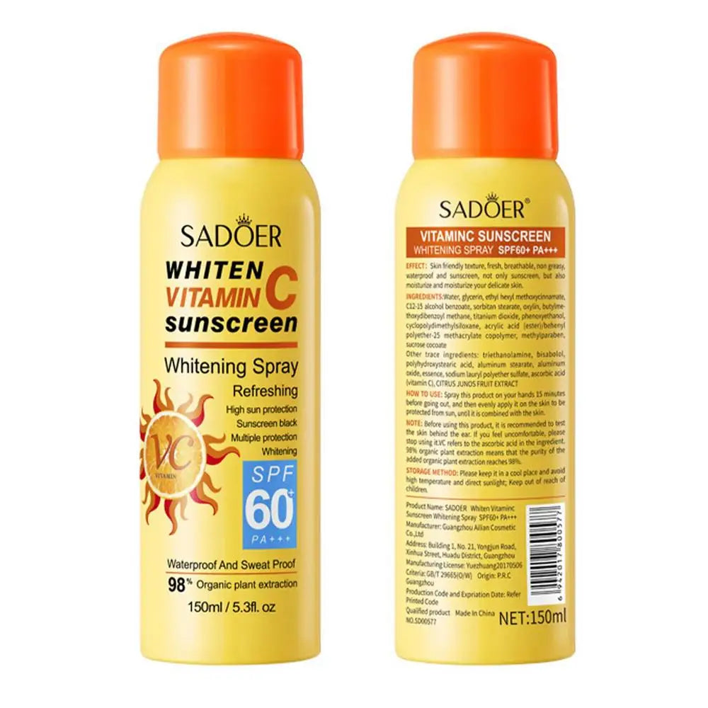 Sadoer Whiten Vitamin C Sunscreen SPF60 Waterproof Sunblock Spray