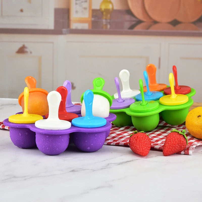 DIY Mini Silicone Popsicle Ice Cream Ice Lolly Mold With Colorful Plastic Sticks