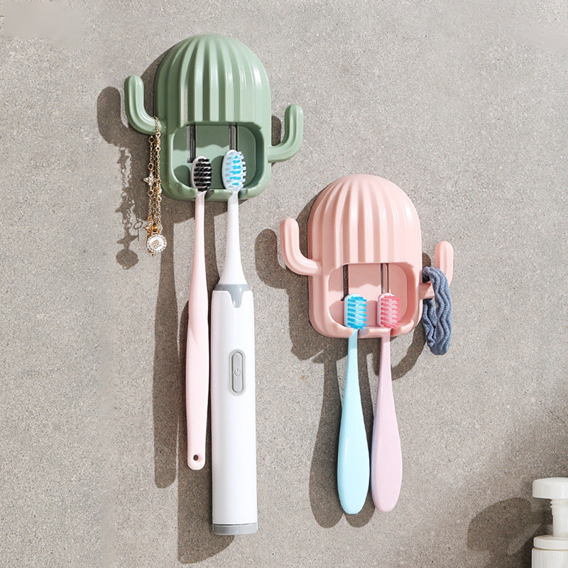 Cute Cactus Wall Mounted Toothbrush Holder