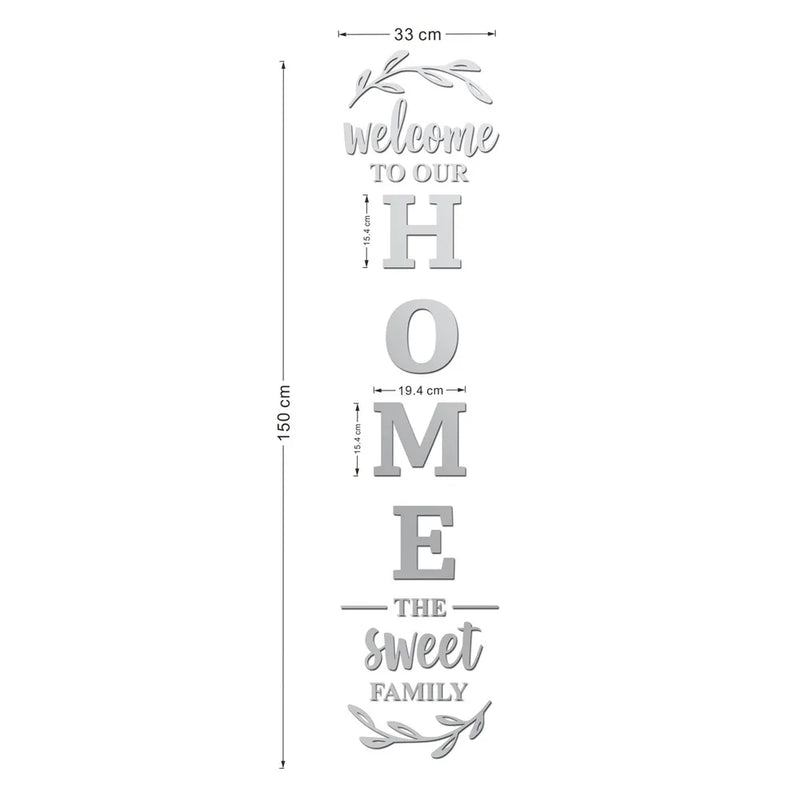 3D Mirrror Wall Sticker Welcome To Our Home The Sweet Family Acrylic Mirror Sticker