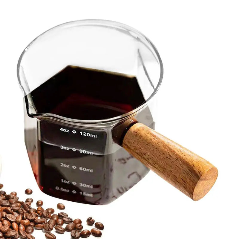 Heat Resisting Glass Measuring Cup With Wooden Handle