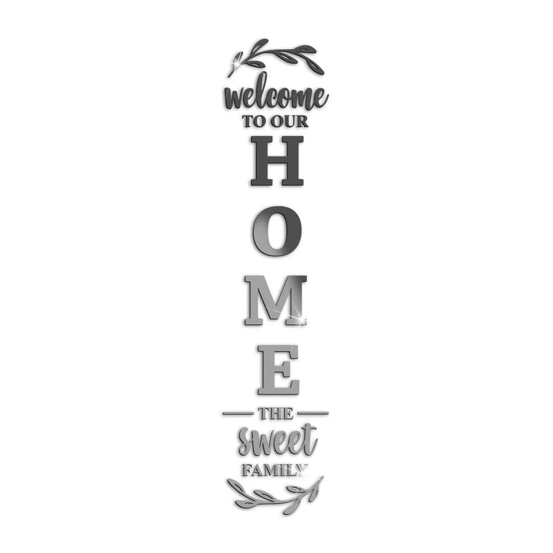 3D Mirrror Wall Sticker Welcome To Our Home The Sweet Family Acrylic Mirror Sticker