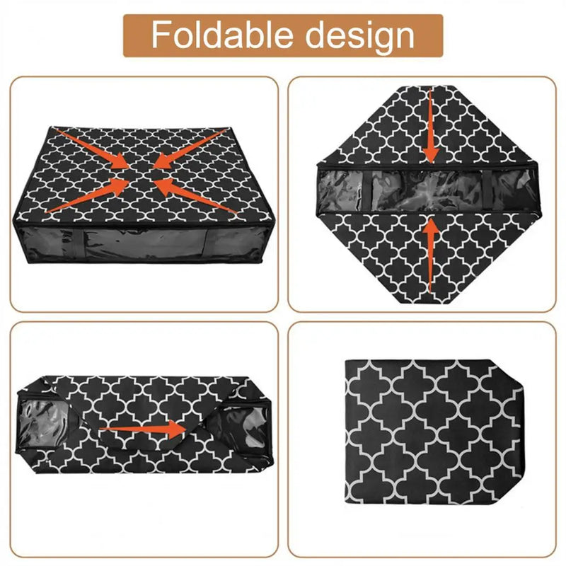 Foldable Under Bed Storage Bags Large Capacity Breathable Underbred Storage Bins Thick Clothes Storage Boxes Zippered Organizer