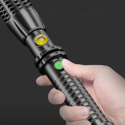 USB Rechargeable LED Flashlight Self Defense Wolf Tooth Stick 4 Modes