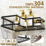 Multipurpose Stainless Steel Wall Storage Racks Mesh Shower Shelves Bathroom Corner Basket Soap Holder Set Of 5