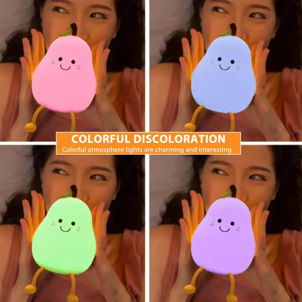 USB Rechargeable Cute Pear Silicon LED Lamp Light
