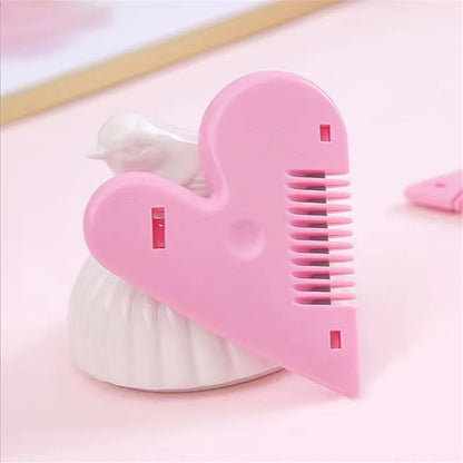 Children Heart Shaped Mini Hair Comb Layer Shaper Cutting Plastic Comb Razor Blades