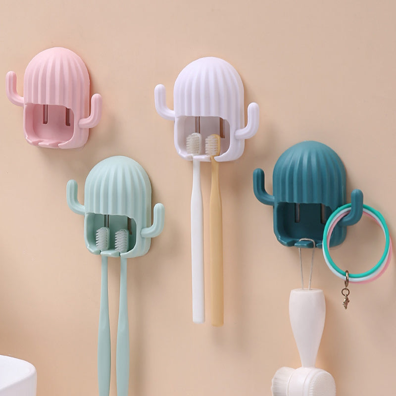 Cute Cactus Wall Mounted Toothbrush Holder