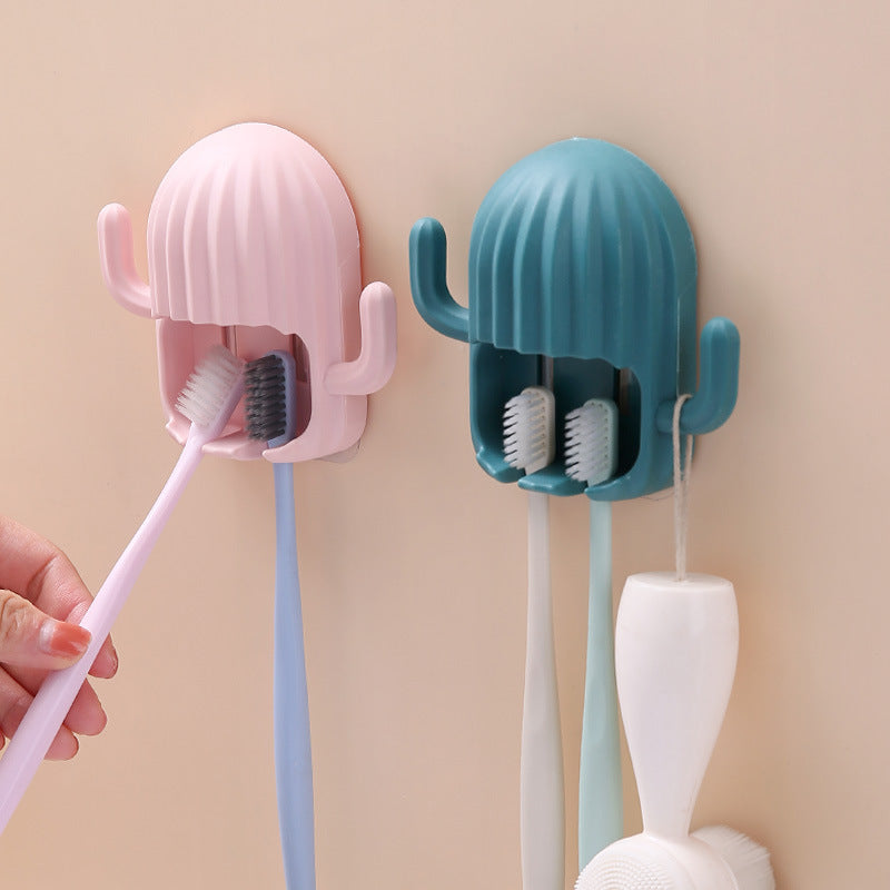 Cute Cactus Wall Mounted Toothbrush Holder