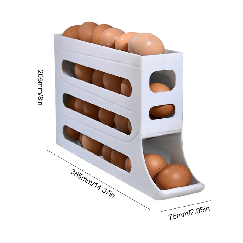 4 Layer Egg Dispenser Space Saving Rolling Egg Storage Box Organizer