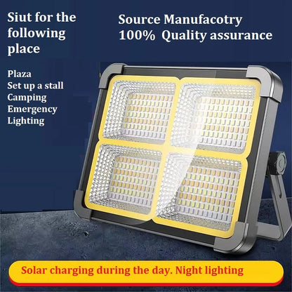 Multifunction Rechargeable Outdoor Solar Emergency LED Light High Power Battery ip66 Waterproof 200w