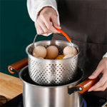 Stainless Steel 2in1 Deep Fryer Steamer Basket with Silicone Covered Handle