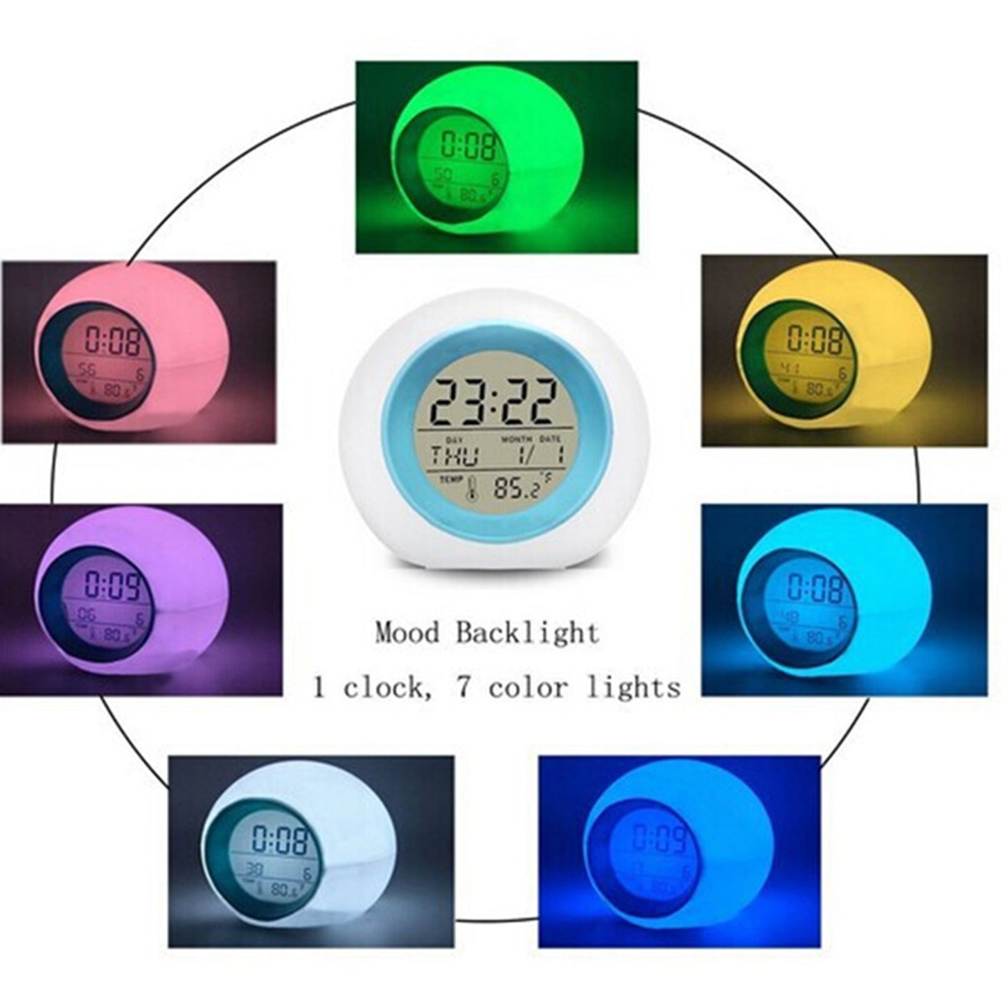 Cute Digital Alarm Clock Night Glowing