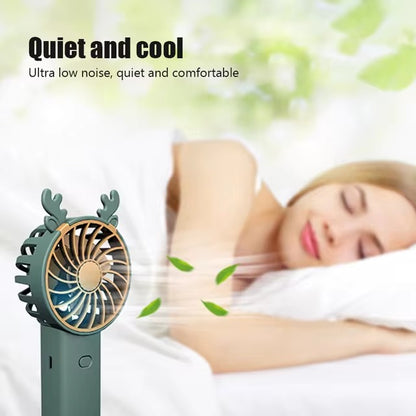 Deer Head USB Rechargeable Mini Electric Fan With Phone Holder