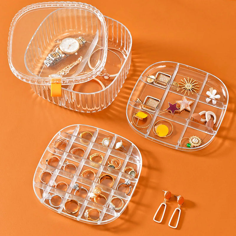 Multilayer Transparent Crystal Clear Acrylic Jewelry Storage Box