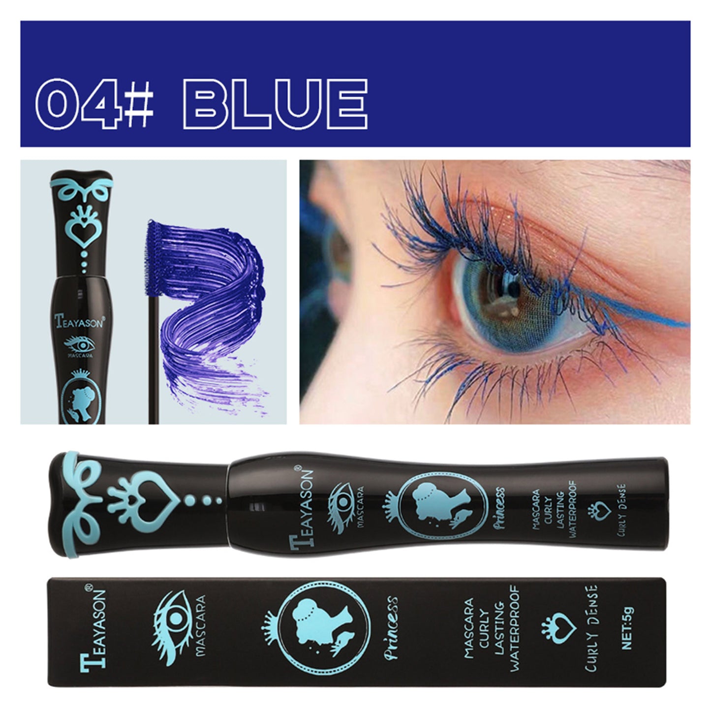 TEAYASON Curly Lasting Blue Mascara