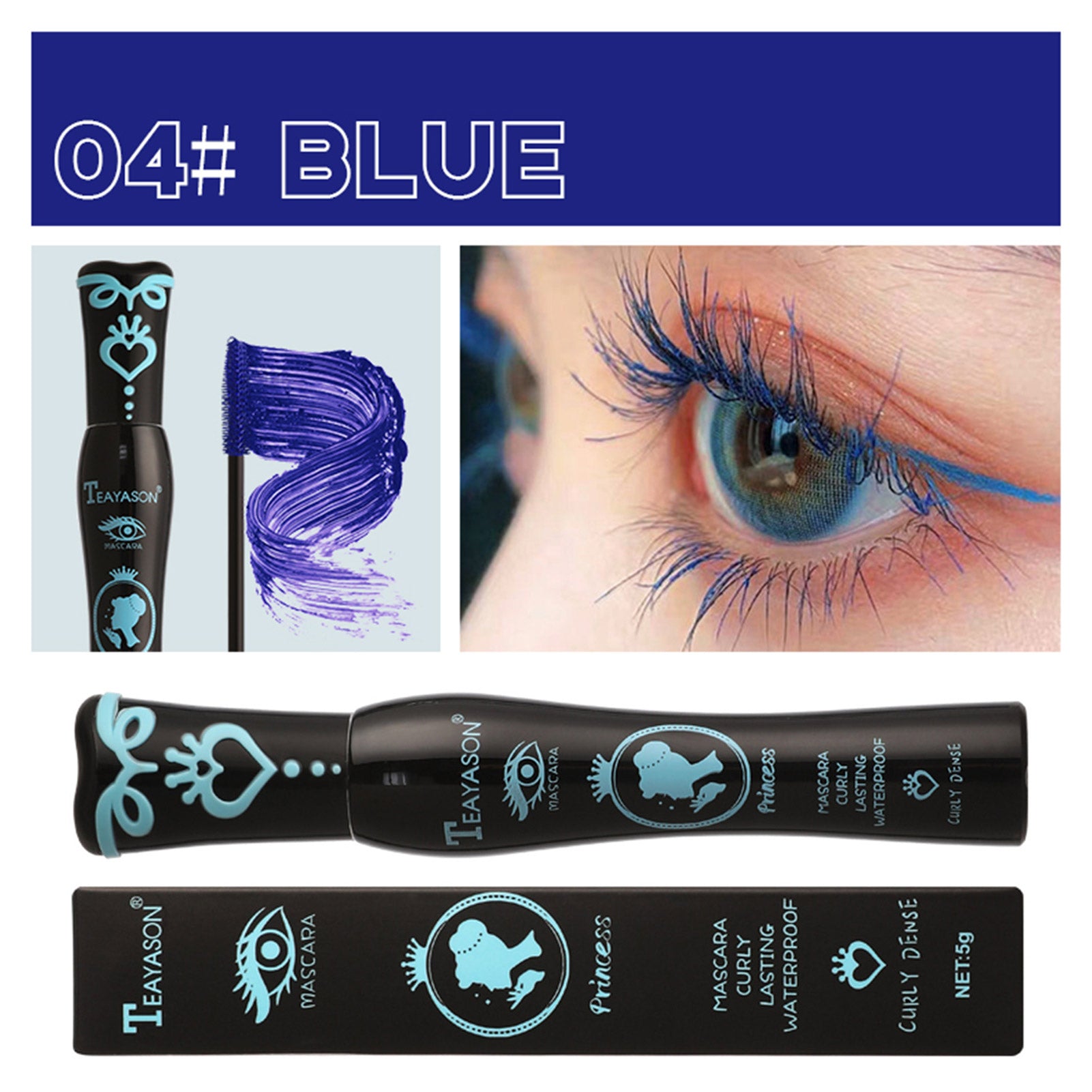 TEAYASON Curly Lasting Blue Mascara