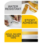 Self Adhesive Tile Sticker Tape Gold Ceramic Gap Seam Tape Sticker Waterproof 1cmx50m