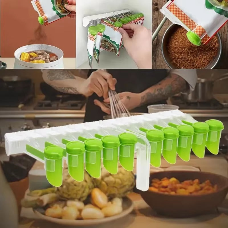 Wall-Mounted Spice Bag Holder Set 10clips Without Pouch