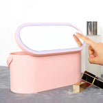 Travel Makeup Case Cosmetics Organizer With LED Light Mirror Cosmetic Box