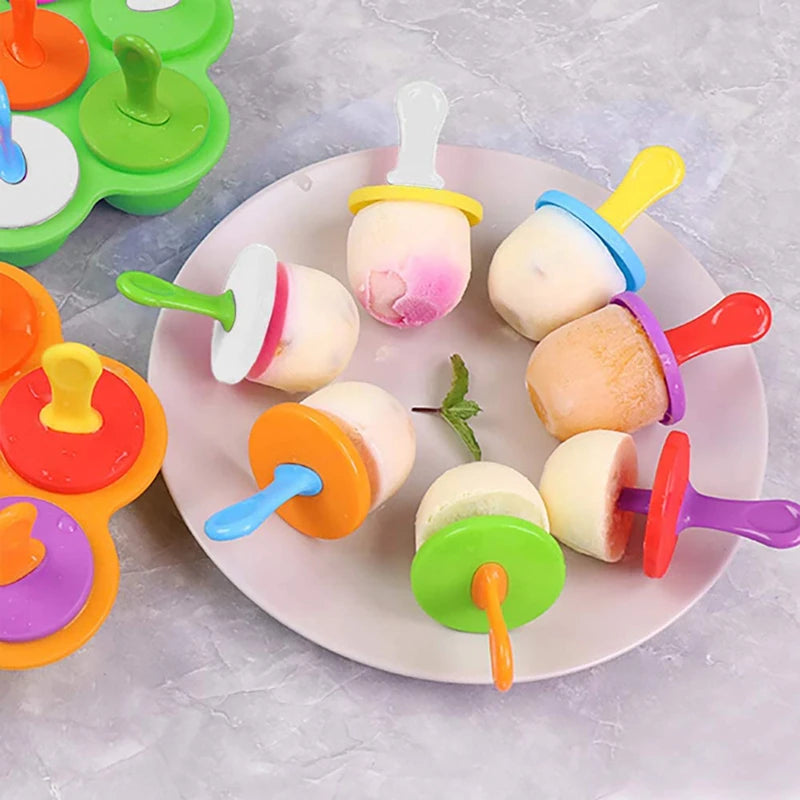 DIY Mini Silicone Popsicle Ice Cream Ice Lolly Mold With Colorful Plastic Sticks