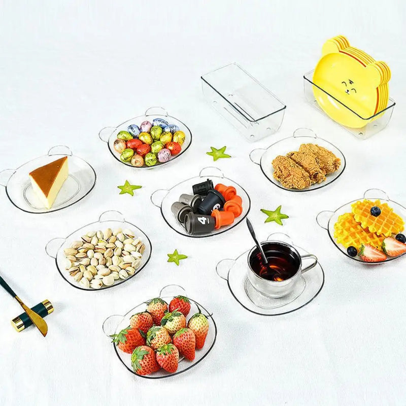 Mini Cute Cartoon Bear Plate For Snacks Candy Fruit Dish Kitchen Tableware Pack of 8