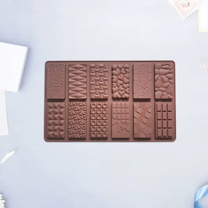 Silicone Heart Diamond Brick Puzzle Candy Cookies Shape Baking Mold 12 Cavities