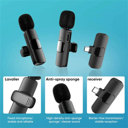 Universal K8 Wireless Microphone Portable Lavalier For Vlogging, Live Show, Interview