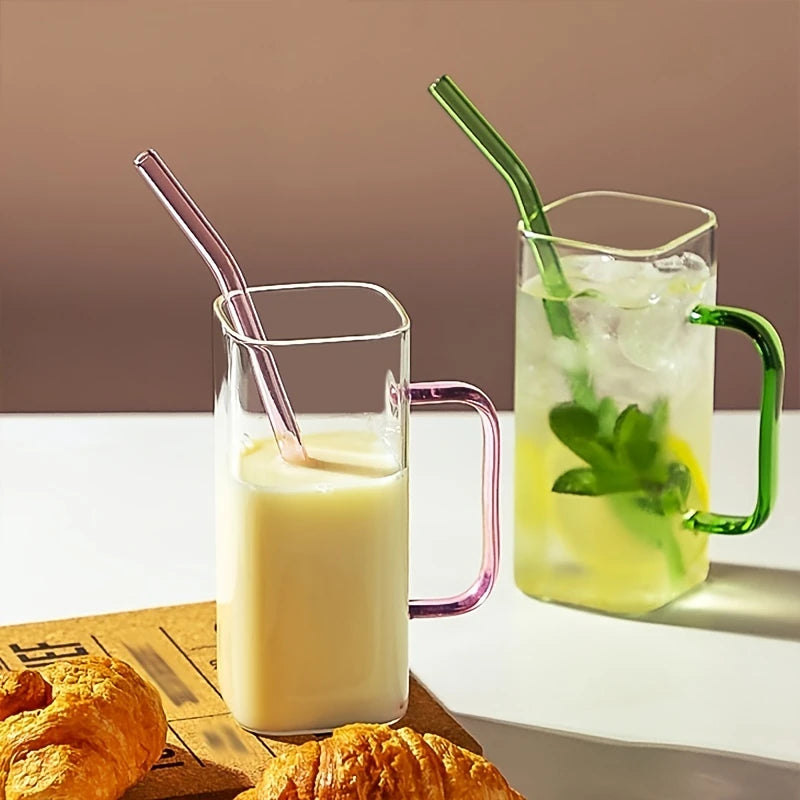 Transparent Borosilicate Glass Mug With Lid And Straw