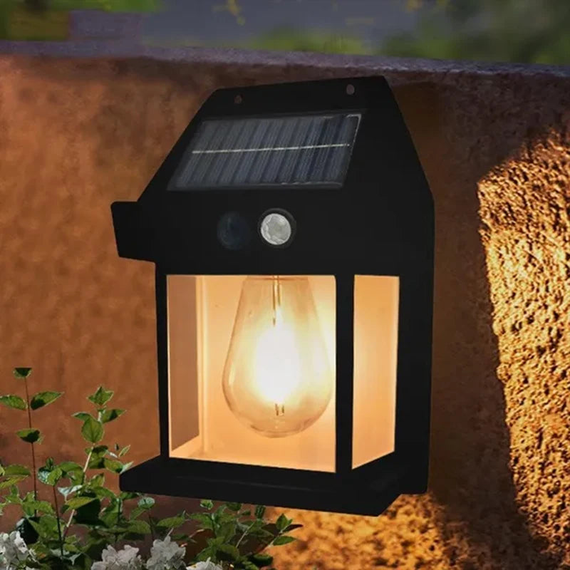 New Solar Tungsten Filament Wall Lamp Waterproof Intelligent Induction Wall Mounted