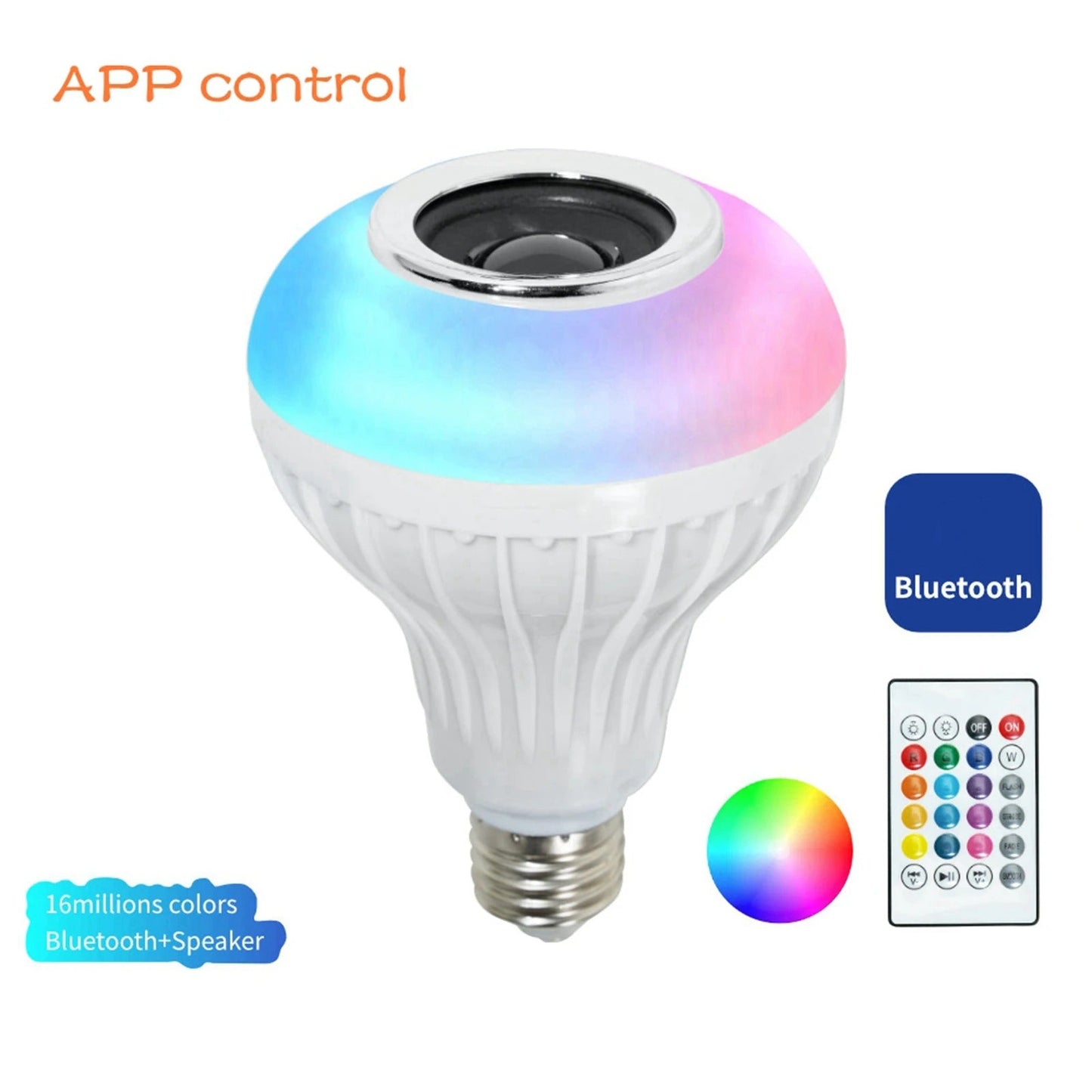 Smart Multi Color Changing Bulbs With Remote App Control Bluetooth Speaker