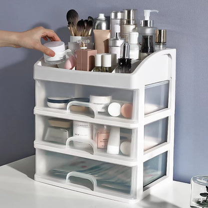 Multipurpose 3 Clear Drawers Makeup Cosmetic Countertop Organizer Storage Box