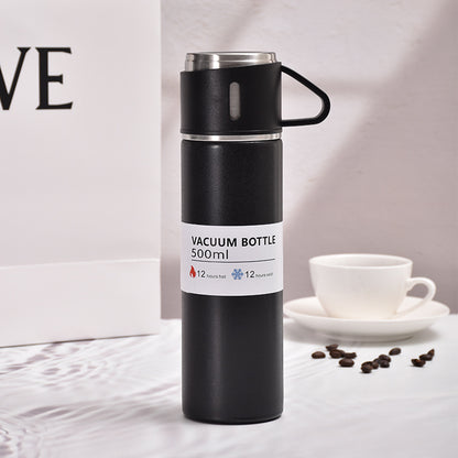 Stainless Steel Vacuum Flask Set 500ml Double Wall Thermos Set Vacuum Flask Gift Set With Double Lids Imported Quality