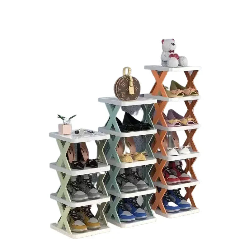 Foldable X Shape Plastic Shoe Rack