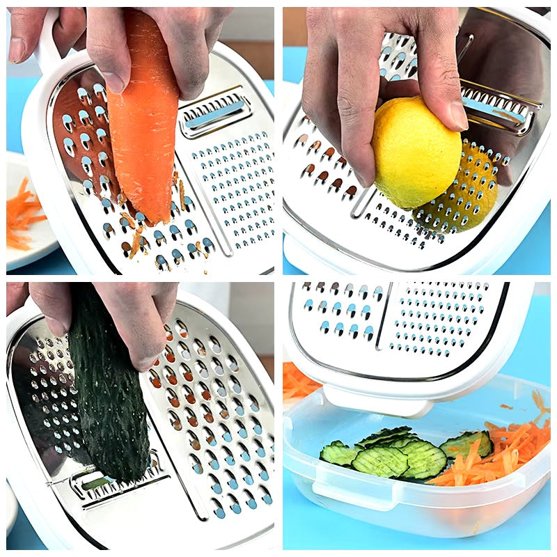 Multipurpose Stainless Steel Vegetable Cutter Shredder Grater with Lid