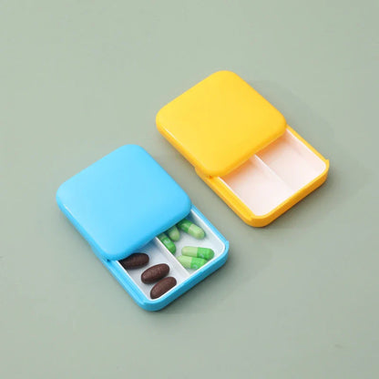 Portable Mini Pill Case Push-Pull Pill Box Two Compartments