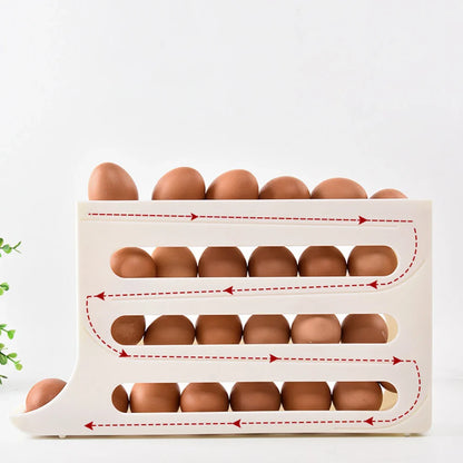 4 Layer Egg Dispenser Space Saving Rolling Egg Storage Box Organizer