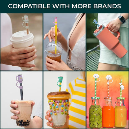 Silicone Straw Cover Caps Compatible For Stanley Cup Reusable Straw Tip Covers Drinking Straws For Tumbler